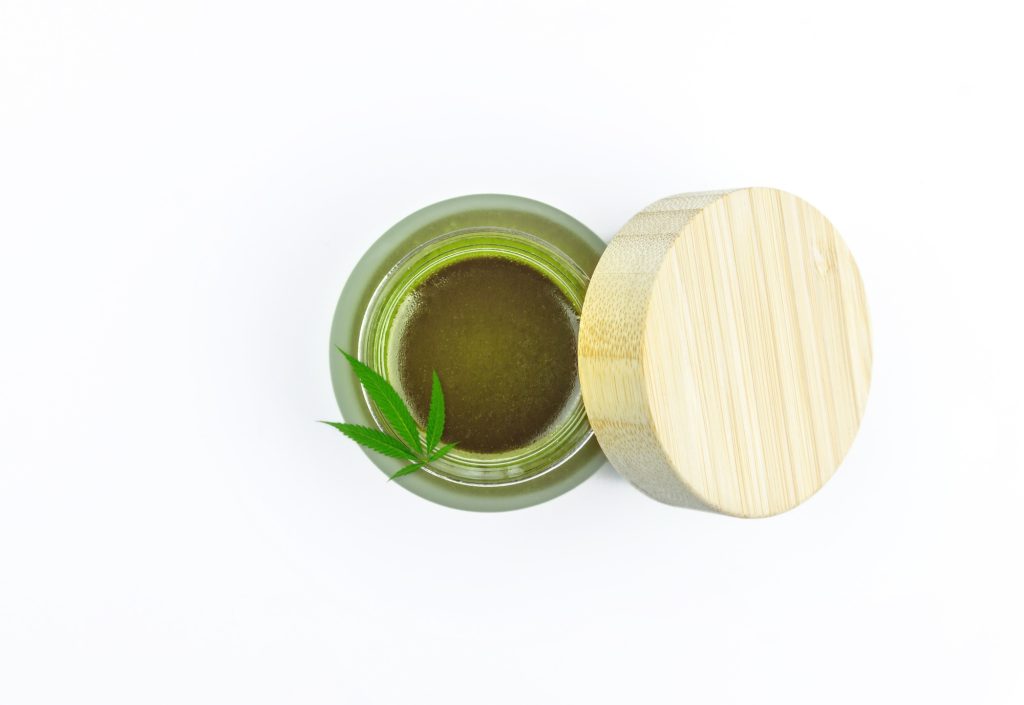 Full Spectrum CBD cannabis alternative medicine skincare cream in glass jar